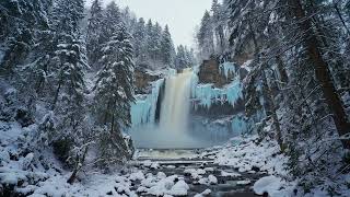 Snowy Forest Waterfall ❄️ Soft Jazz, Waterfall and River Sounds | Winter Ambience 🌲 screenshot 5