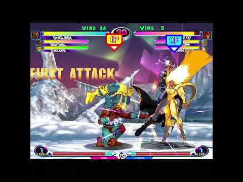 MvC2 Dhalsim 80% round start trijump mixup, crossover reset, s.hk sjc extension to tj reset sequence