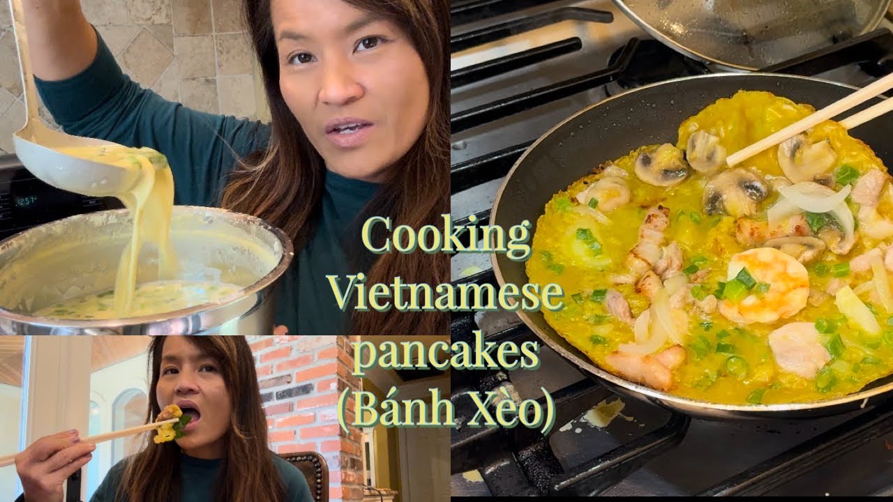 Bánh Xèo Vietnamese Pancakes (with sizzling pork belly and shrimp