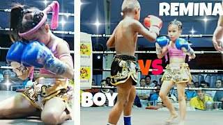 REMINA VS Petchdam(Boy)! เรมินะปะทะเพชรดำเบอร์ต้นๆของเมืองไทย Muay Thai【ムエタイ】
