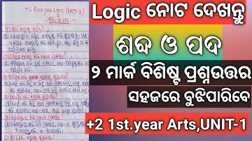 class 11 logic chapter1 words and terms question answers||logic notes|chse learning hoop|class11