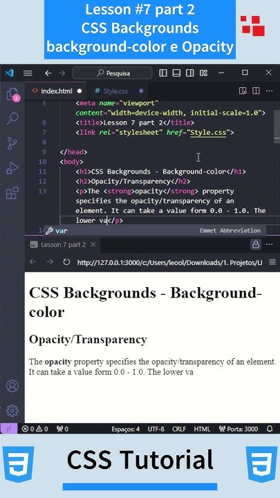 CSS Tutorial - Lesson #7 part 2: CSS Backgrounds - Background color e ...