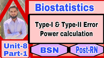 Type I & II errors, Power Calculation {Biostatistics}[Unit-8,Part-1} BSN/Post-RN