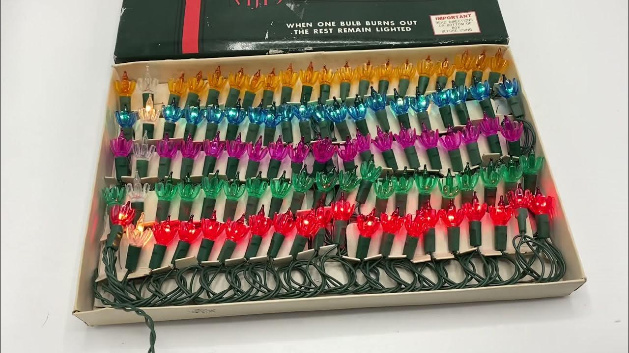 Vintage NOEL 100 Multi Color Tulip Flower Plastic Reflector Christmas