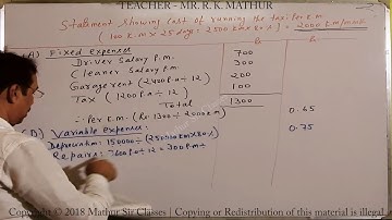 Calculation of Operating Costing Sums no 08 | Cost and Management Accounting Video lecture