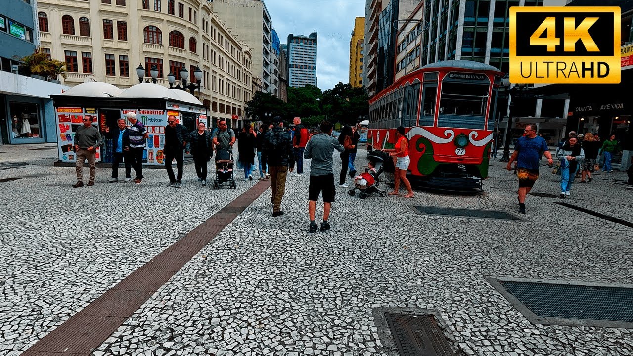 Experience THE REAL Curitiba Brazil Downtown streets in 4K ultra HD