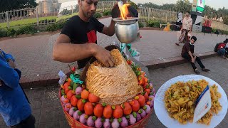 This Young Man Sells Extremely Ghoti Gorom Chanachur Tasty Chana Chaat! Extreme Knife Skills! BdFood