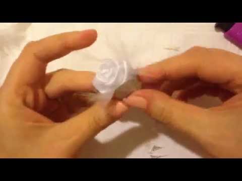 DIY, White Ribbon Rose, Tutorial, How to Make