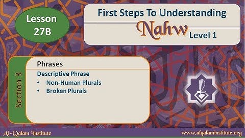 First Steps To Understanding Nahw Level 1 Lesson 27B