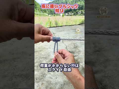 【風に強いプルシック結び】物干しロープ用、無加重時スライド、引っ張るとロック洗濯物飛ばない～# 結びテク #家事知恵 thumbnail