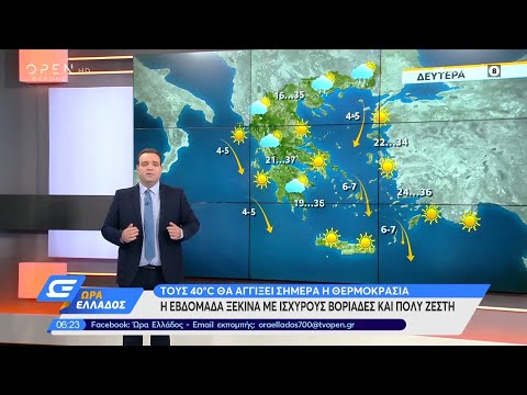 Καιρός 27/7/2020: Τους 40 βαθμούς θα αγγίξει σήμερα η θερμοκρασία - Ώρα Ελλάδος | OPEN TV