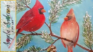 Paint birds with acrylics. easy to follow instructions step by
painting tutorial. learn how this beautiful cardinal couple on snowy
evergreen p...