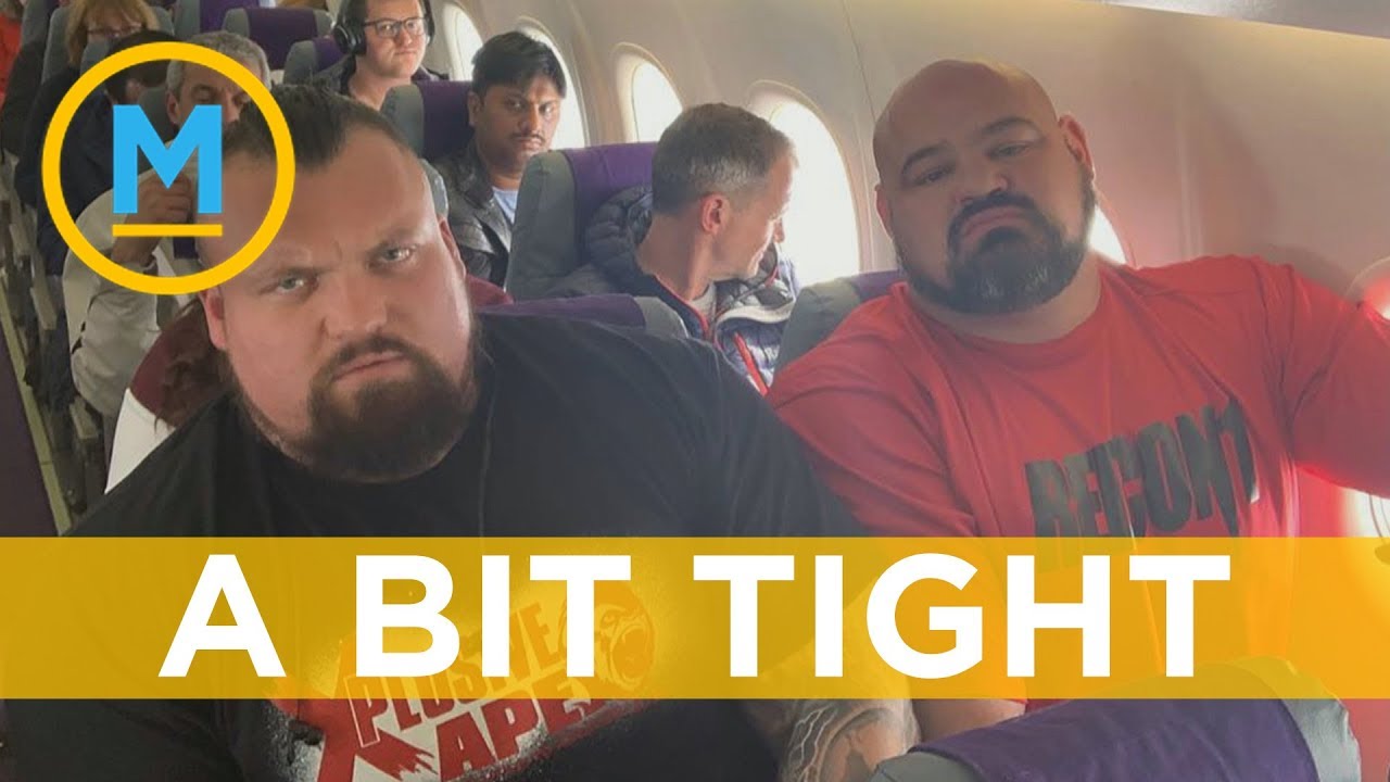 These bodybuilders squeezed into economy seating and the pictures are hilarious | Your Morning - YouTube