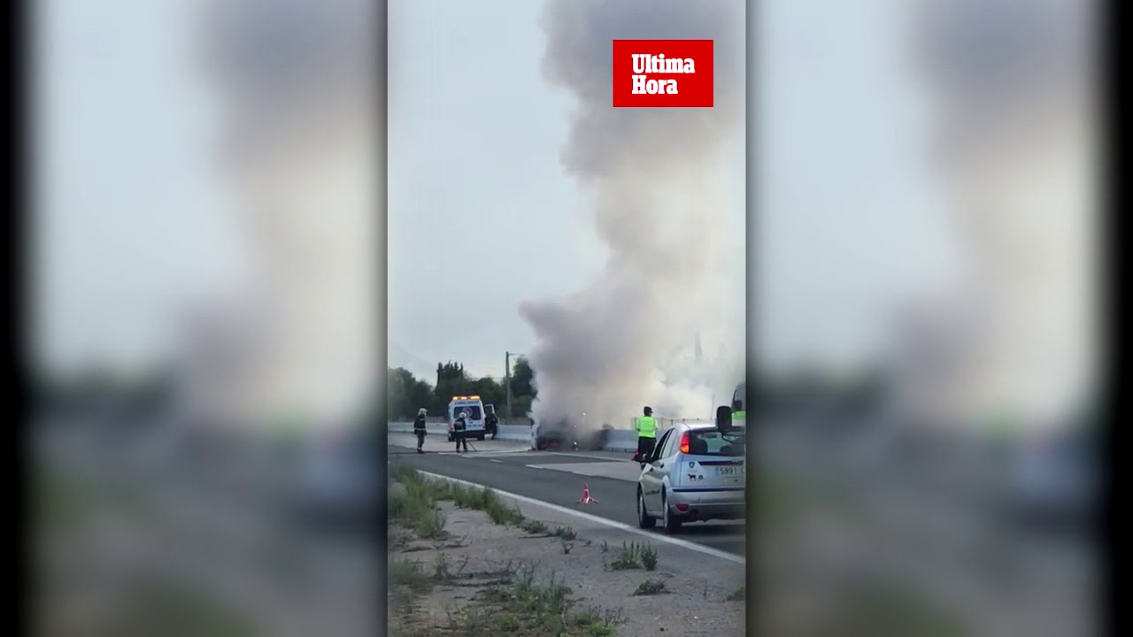 Arde un coche en la autopista de Inca