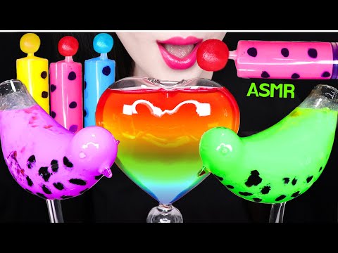 <strong>ASMR</strong> RAINBOW DRINK, BIRD GLASS, DRINK SHOOTER, JELLY 신기한 물 먹방 *새소리 <strong>병</strong>, 드링크 슈터, 주사기 먹방 EATING SOUNDS