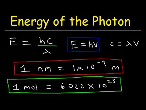 Hoe de energie van een foton te berekenen, gegeven frequentie en golflengte in nm-chemie?