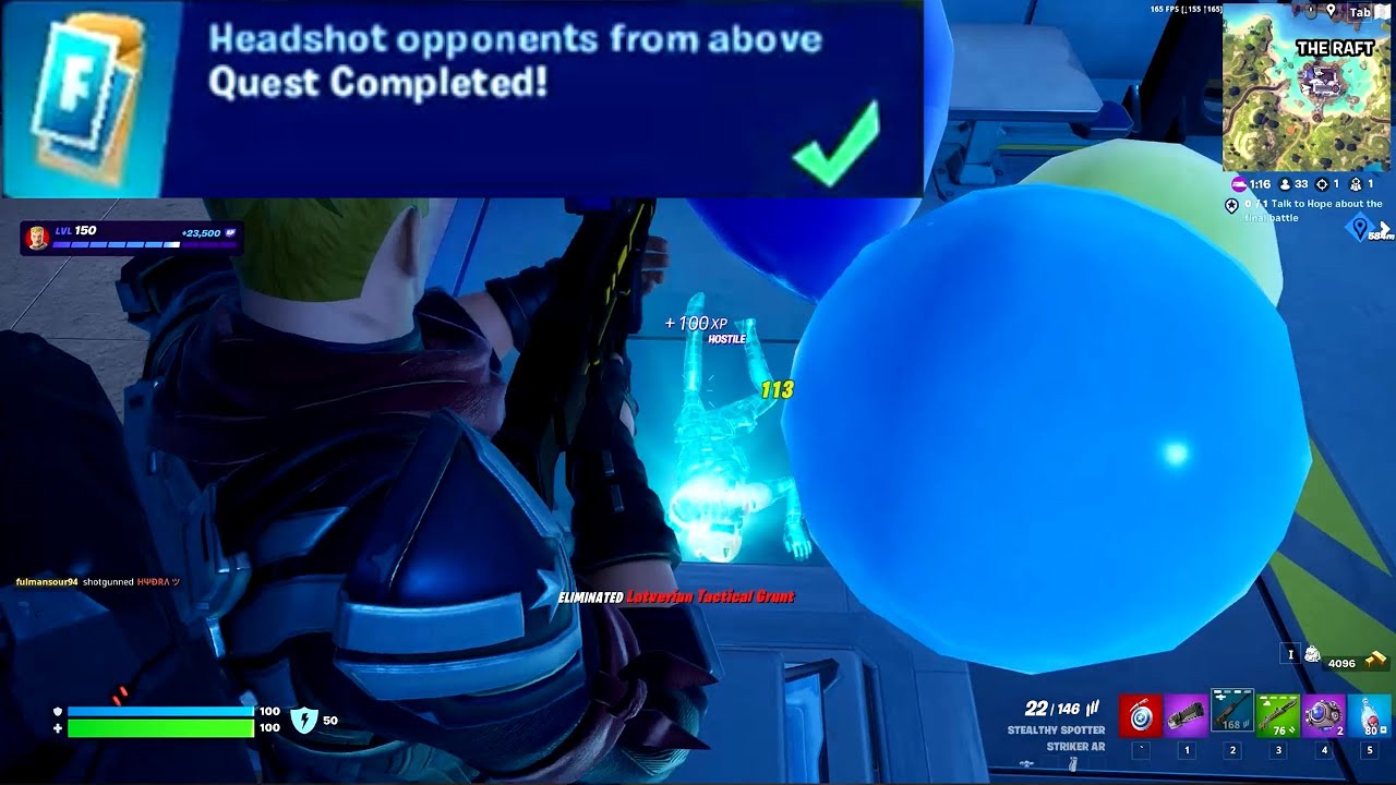 Headshot opponents from above Fortnite