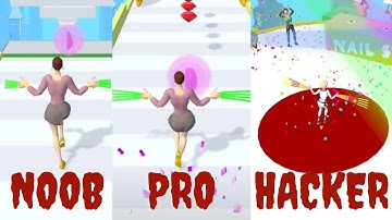 Noob vs Pro vs Hacker in Long Nails 3D || Level 12 to 16