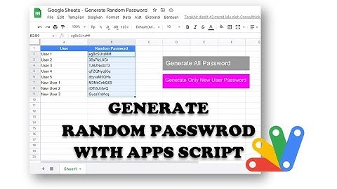 Google Apps Script - Google Sheets - Generate Random Password Part 1