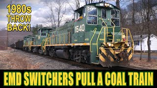 1980s Throwback! Reading & Northern Switchers Pull a Coal Train - Yard Job Shifting & Kicking Cars