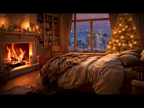 Jazzy Land Sleepy Night In Cozy Christmas Fireplace Ambience with Piano Jazz Music