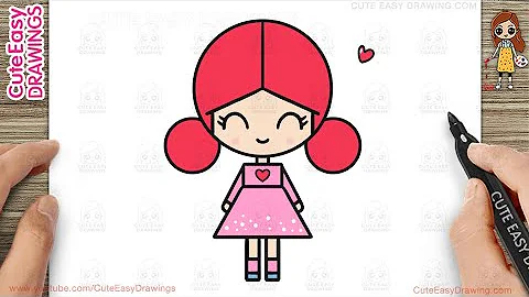 How to Draw a Cute Little Girl Easy from Basic Shapes (Drawing and Coloring)