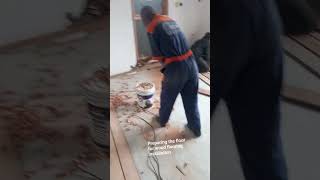 initial preparation for the wood flooring installation