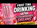 FRIST TIME DRINKING MONSTER: Ultra Strawberry Dreams (To Much Energy!) | DrinkBang