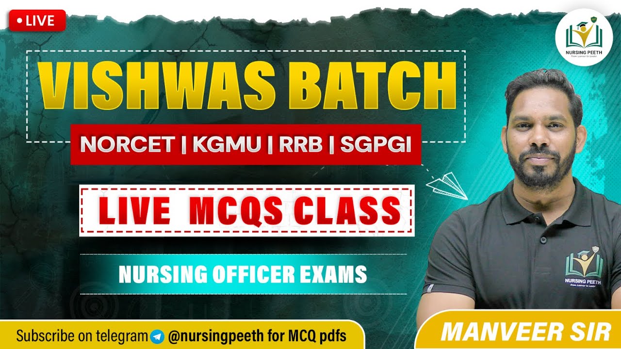 IMPORTANT MCQs PRACTICE CLASS-170 NORCET | RRB | SGPGI | KGMU | RML | High-Yield Question | 