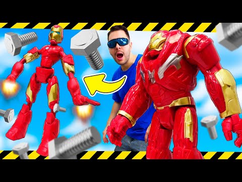 Iron Man en el Taller de reparaciones. Vídeo de coches de juguete para niños