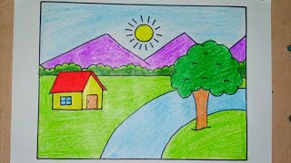 Easy house drawing for kids🏠 How To Draw Beautiful House🏡Kid's Easy House Drawing Colouring