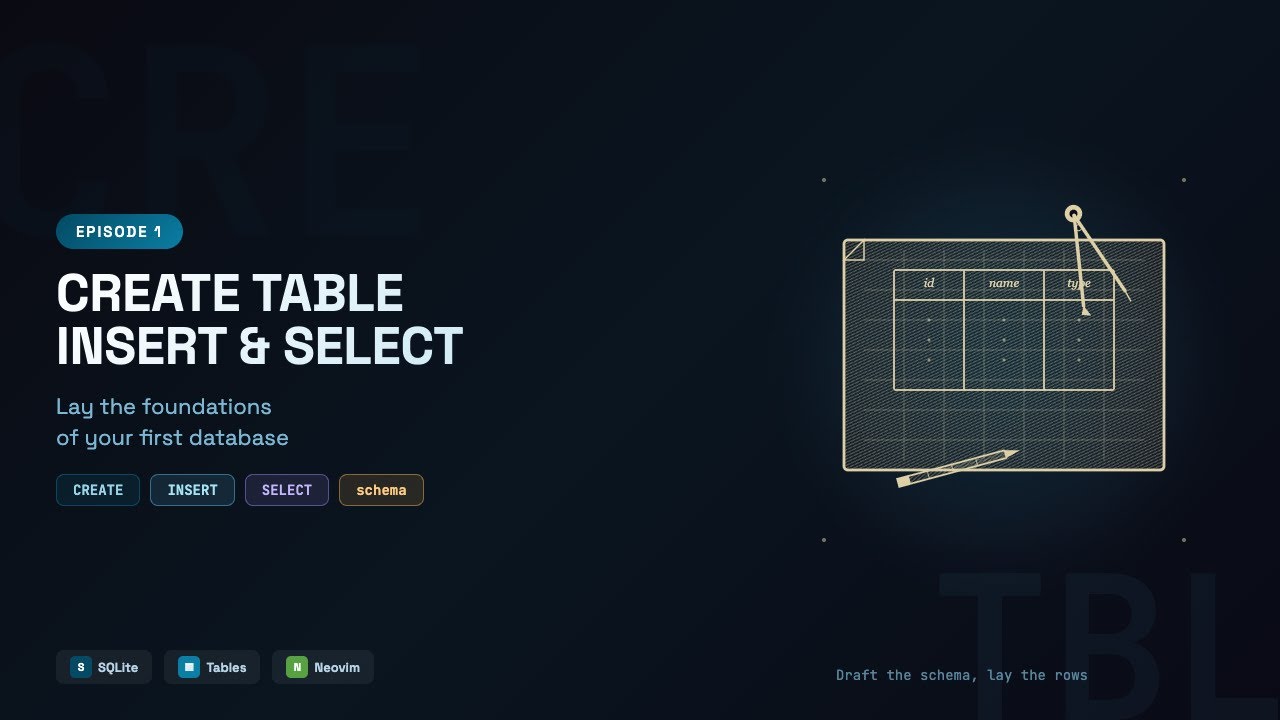 SQLite for Beginners: CREATE TABLE, INSERT & SELECT in Neovim | Episode 1