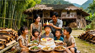 【一家七口隐居深山】一转眼老三八岁生日到了，妈妈爸爸买蛋糕为老三庆祝生日，孩子们开心极了#农村生活#vlog#山居生活