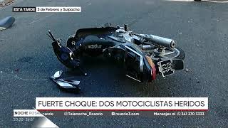 Fuerte choque de una motocicleta contra un auto Fuerte choque de una motocicleta contra un auto