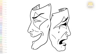 Happy and Sad face Mask drawings | Easy Art tutorial | How to draw Happy and Sad face Mask simply