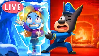 Download Lagu 🔴LIVE | A Snowy Day | Hot VS Cold Challenge | Safety Rules | Police Cartoon | Sheriff Labrador MP3