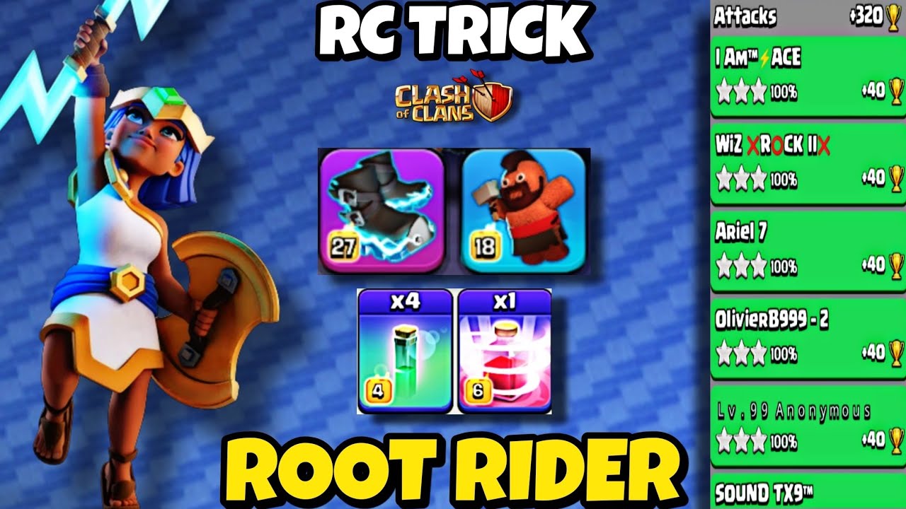 TH17 RC TRICK ROOT RIDER VALKYRIE STRATEGY 🔴 LEGEND LEAGUE LIVE ATTACKS ...