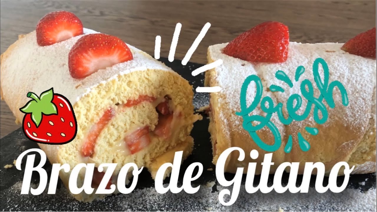 🍓🍰🍓 BRAZO GITANO Relleno con Crema pastelera  y Fresas