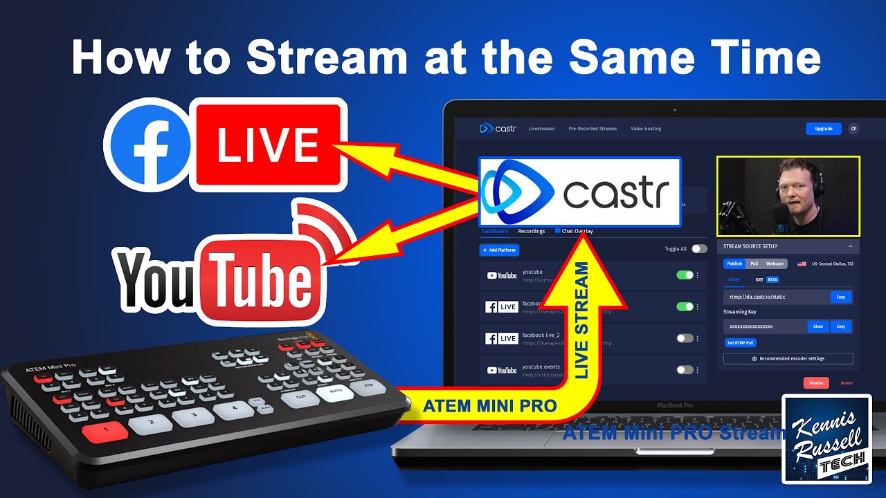 Stream to Facebook and YouTube at the Same Time Via Castr.io ATEM Mini Pro Tutorial