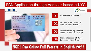 CSC -NSDL PAN Application through Aadhaar based e-KYC| NSDL Pan Card Full Process in English 2023🔥