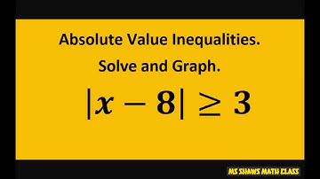Solve and graph absolute value inequality |x-8| greater than equal to 3. Algebra 2 College Algebra