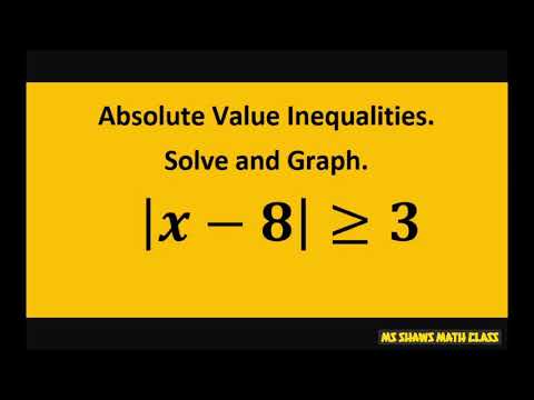 Solve and graph absolute value inequality |x-8| greater than equal to 3. Algebra 2 College Algebra
