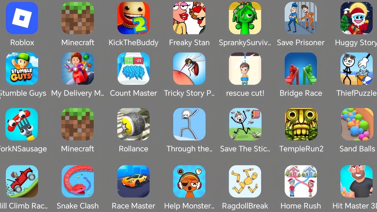 Spranky,Roblox,Minecraft,Kick the body,The Office Boss,Going Ball,Save Prisoner,Race Master,Save him
