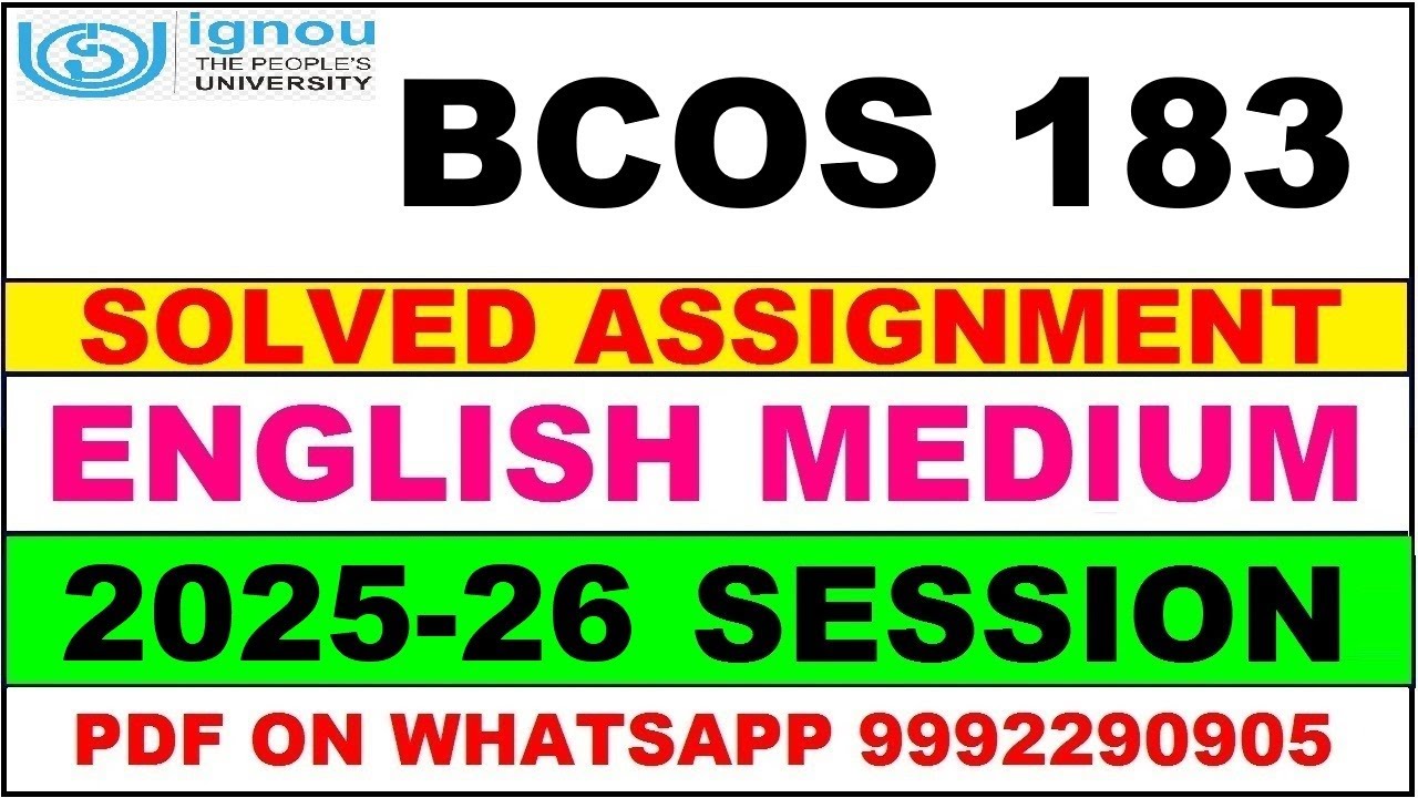 BCOS 183 solved assignment 2025-26 in English || bcos 183 solved assignment 2026 || bcos183 2025-26