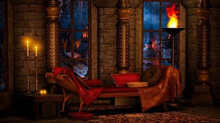 Viktorianisches Ambiente in einem gemütlichen Schlosszimmer | Regen, Gewitter und Kamingeräusche