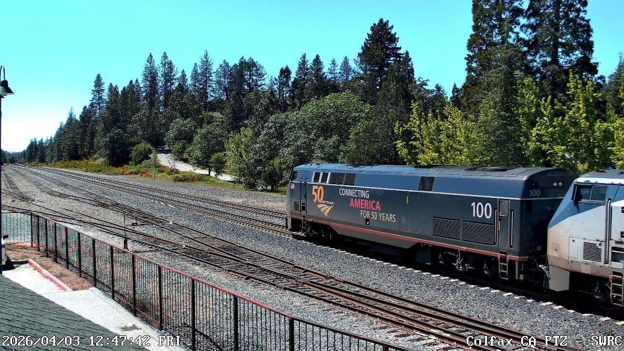 AMTK100 Midnight Blue - 50th Anniversary and FRA Car at Colfax CA