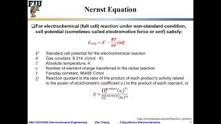Electrochem Eng L02-11 Nernst equation for full cell reaction