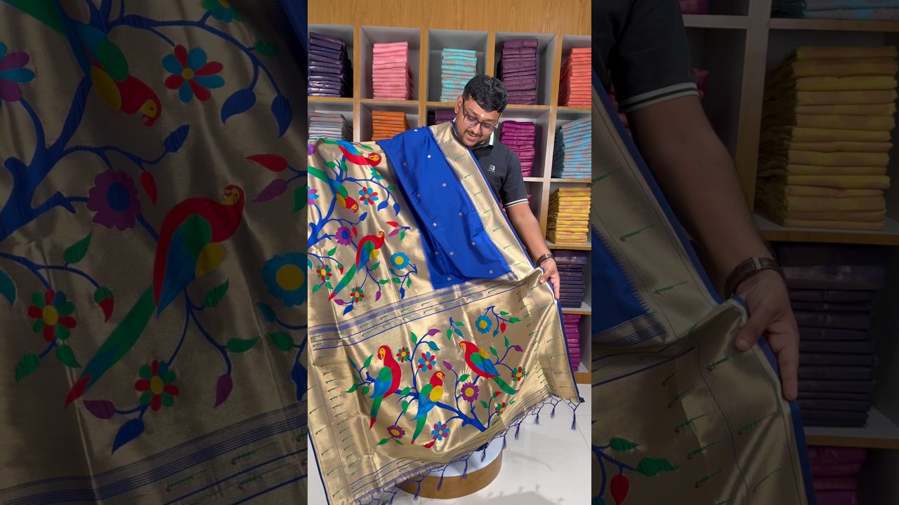 Kanchivaram Paithani Silk Big Parrot Zari Border Saree