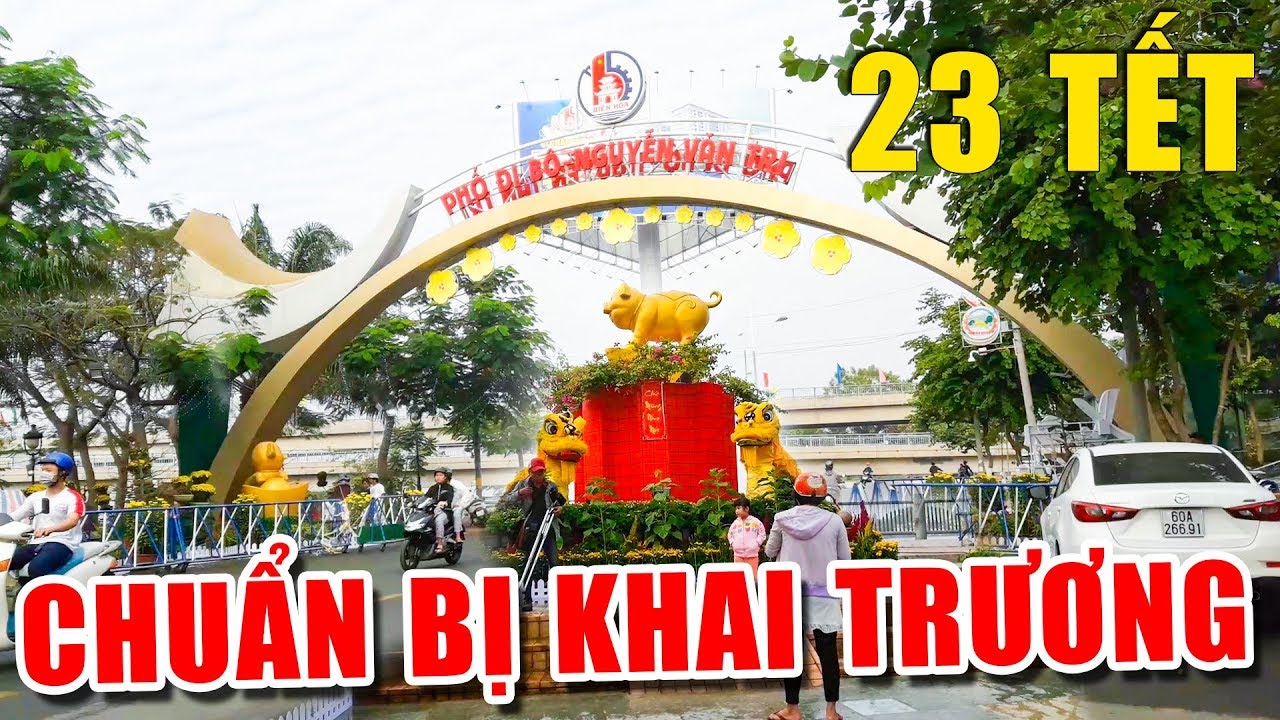 Đi xem đường hoa phố đi bộ NGUYỄN VĂN TRỊ ở Biên Hòa chuẩn bị khai trương Tết 2019 ra sao - YouTube