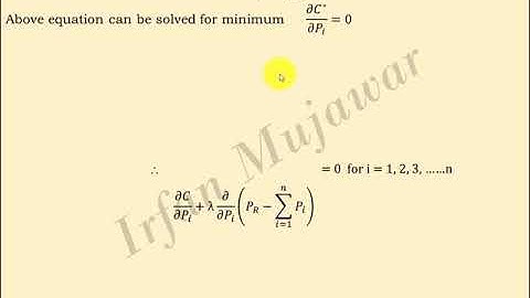 Economic operation of power system | Derivation | Neglecting losses | Prof. Irfan Mujawar
